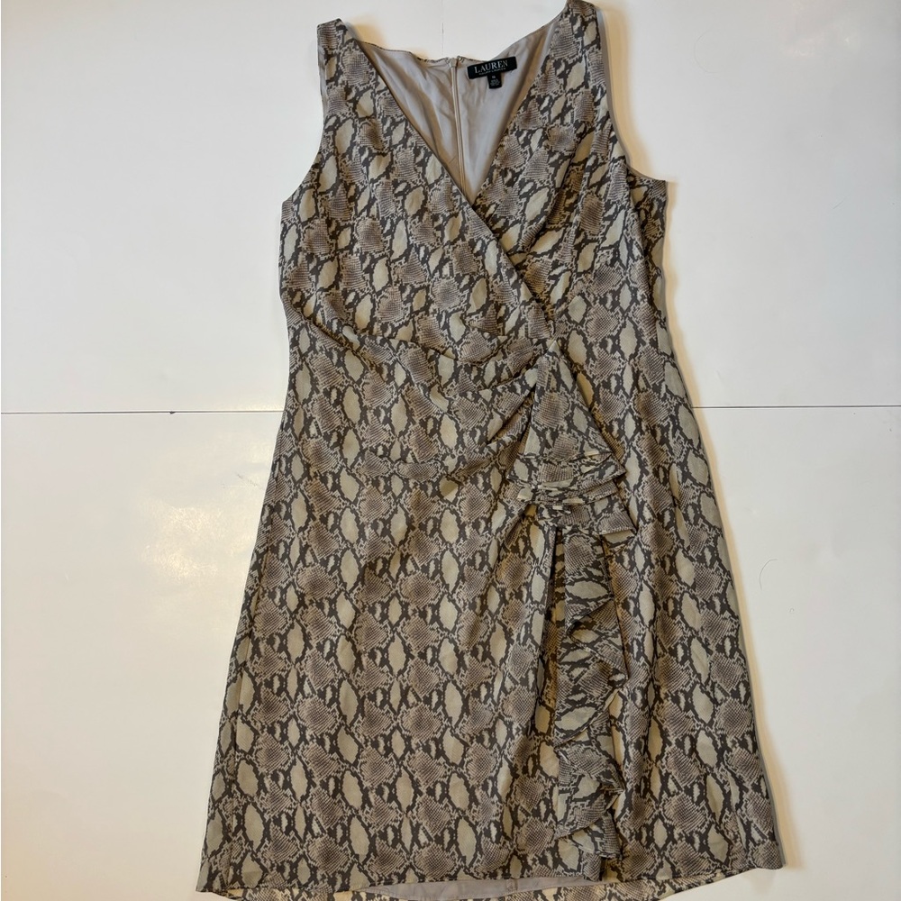 Lauren Ralph Lauren Snake Print Ruffle Mini Dress